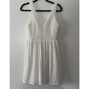 Altar'd State M White Sleeveless Illusion Stripe Fit Flare Mini Dress Party